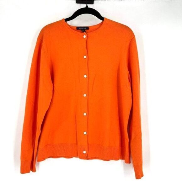 Lands' End Sweaters - Lands End Women’s Large Pumpkin Orange supima cotton Sweater cardigan Halloween